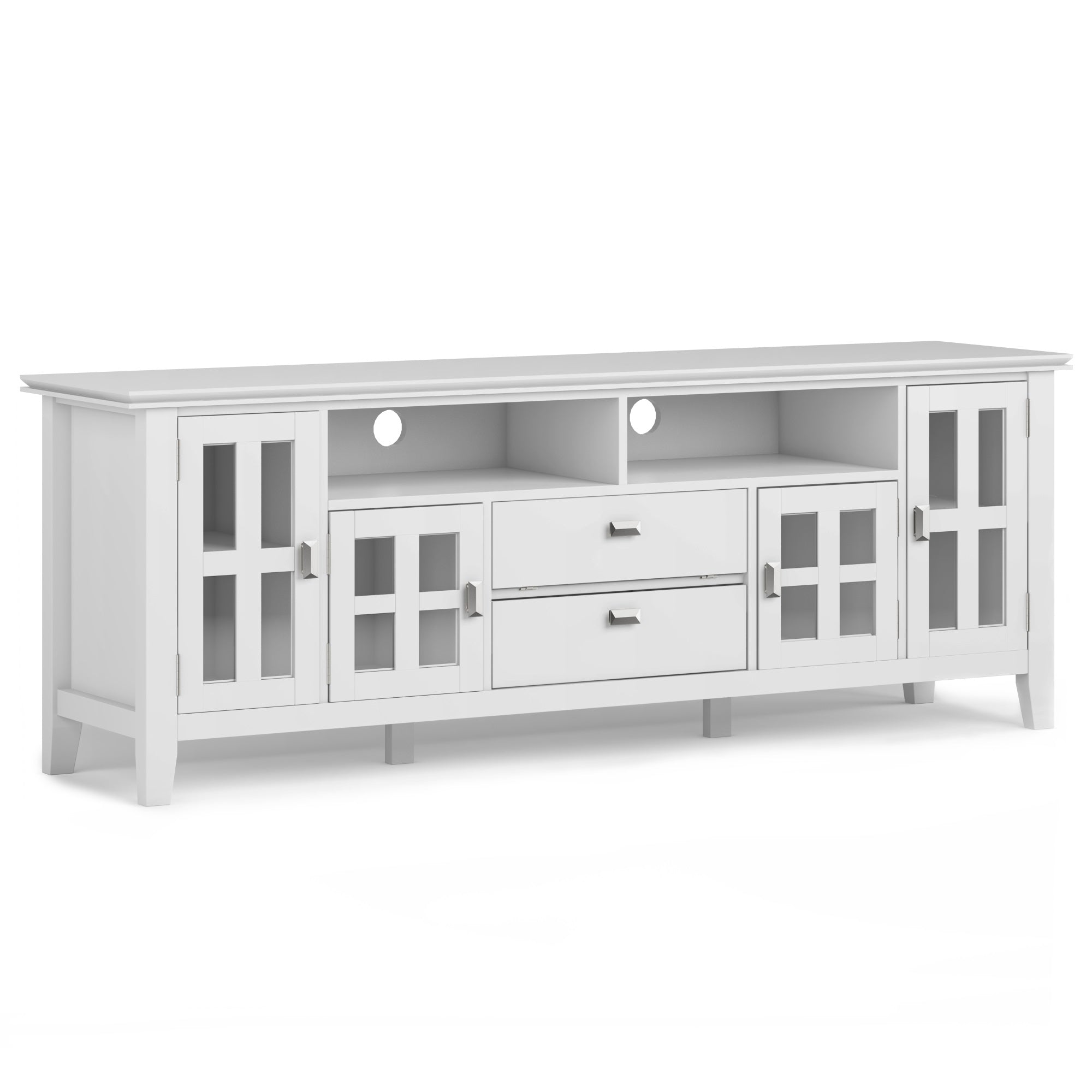 Artisan Solid Wood 72 Inch Tv Media Stand In White For Tvs Up To 80 Inches