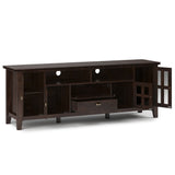 Artisan Solid Wood 72 Inch Tv Media Stand In Tobacco Brown For Tvs Up To 80 Inches