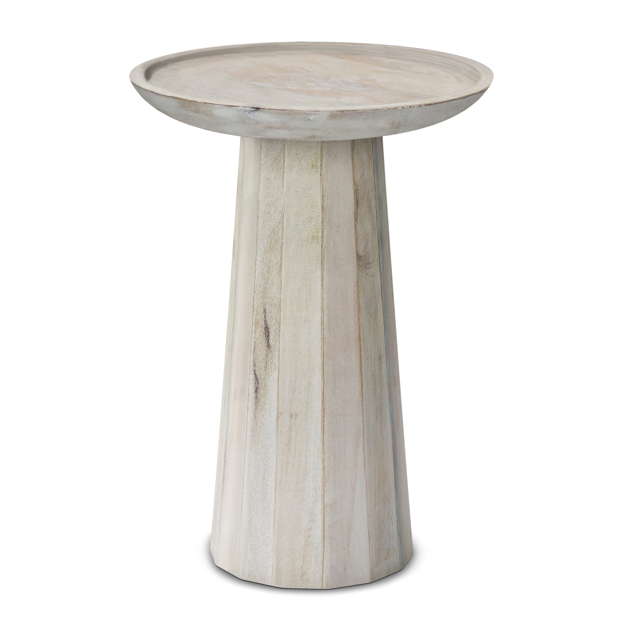 Dayton Solid Mango Wood Wooden Accent Table In White Wash