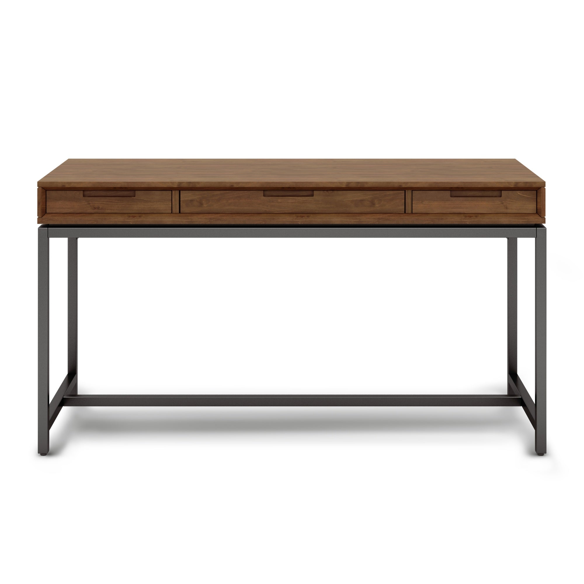 Banting Solid Hardwood Industrial 60 Inch Wide Desk In Medium Saddle Brown