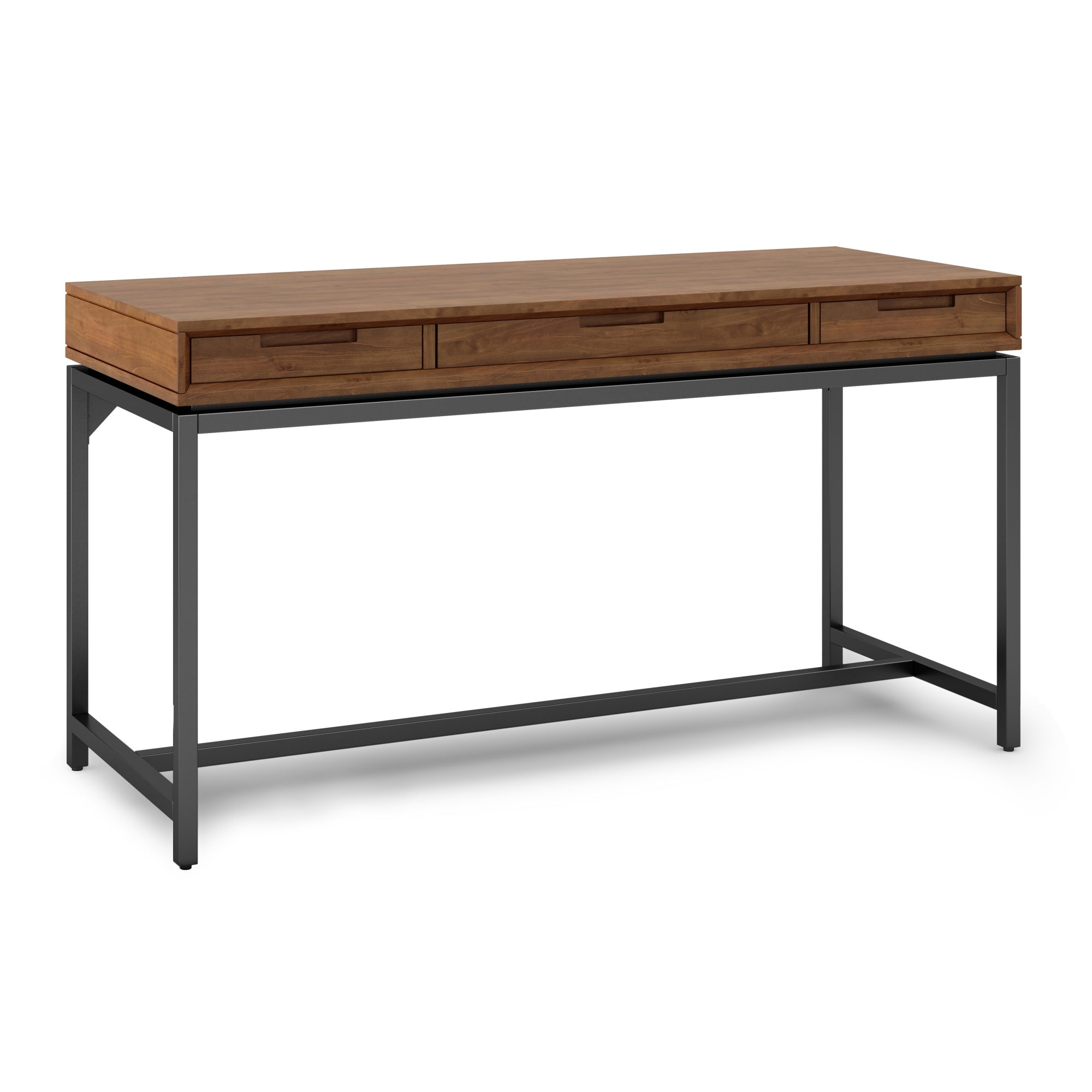 Banting Solid Hardwood Industrial 60 Inch Wide Desk In Medium Saddle Brown