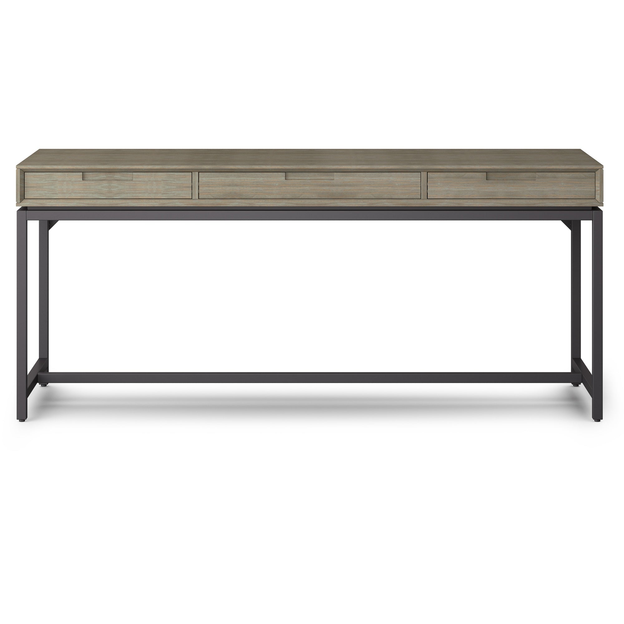 Banting Solid Hardwood Industrial 72 Inch Wide Wide Desk In Distressed Grey