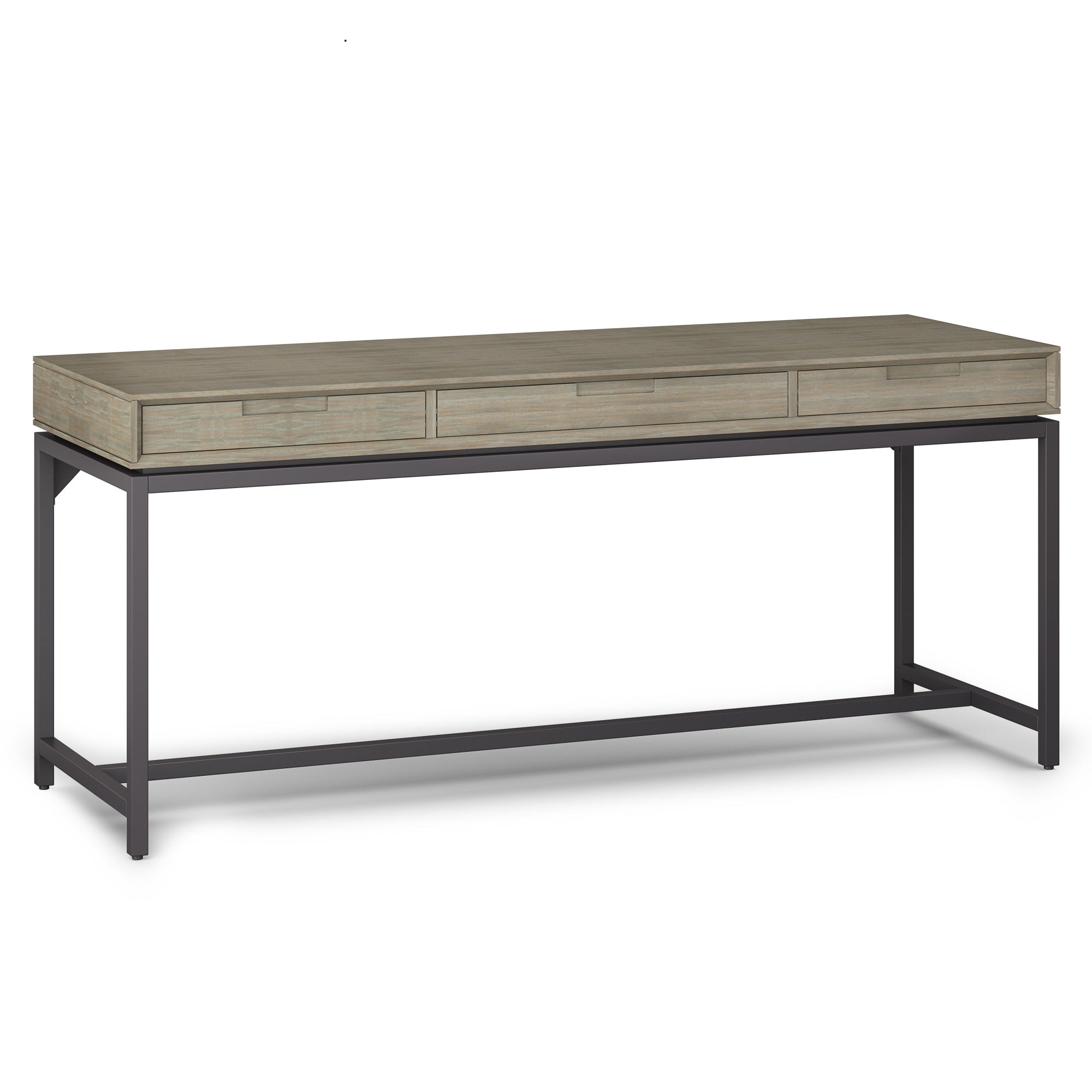 Banting Solid Hardwood Industrial 72 Inch Wide Wide Desk In Distressed Grey