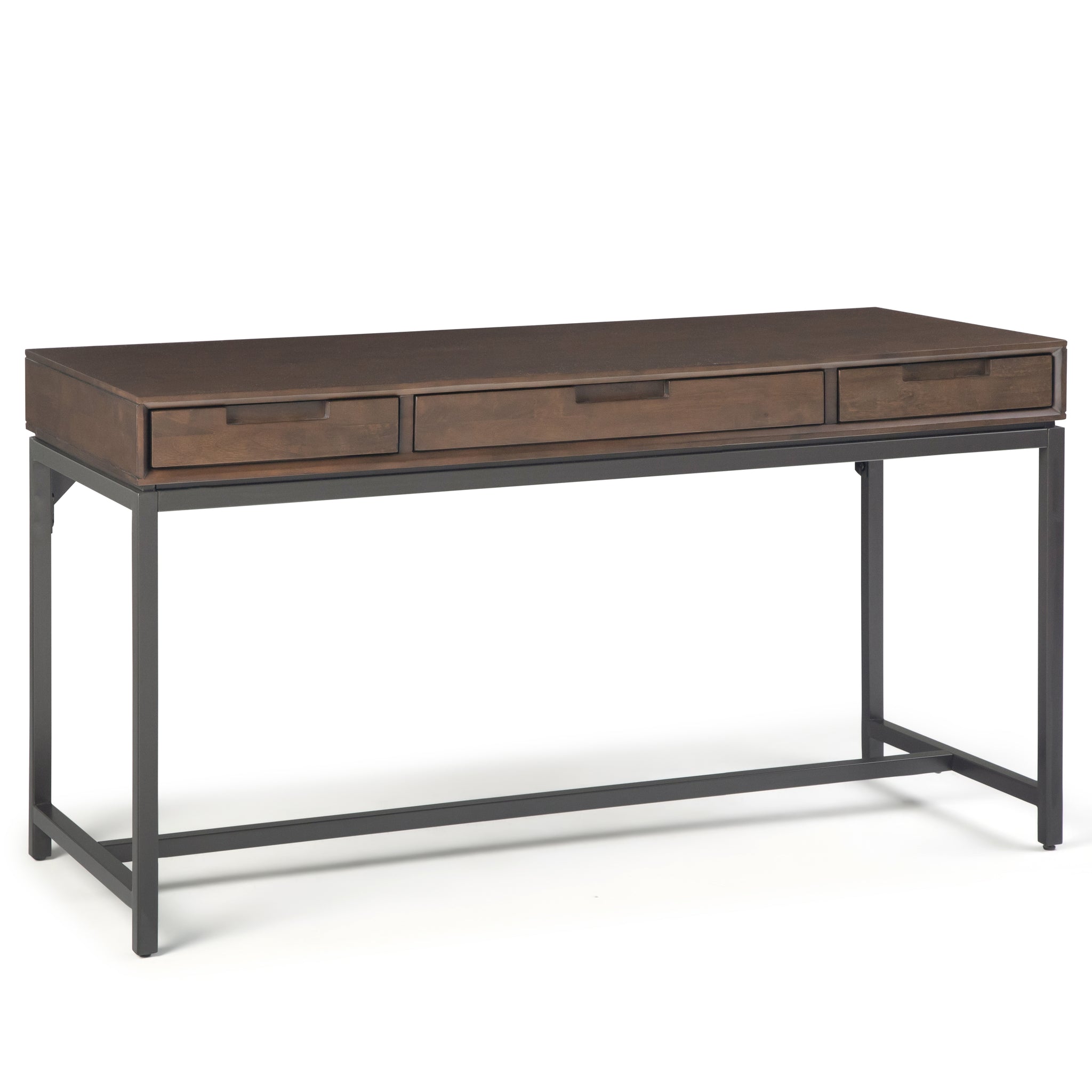 Banting Solid Hardwood Industrial 60 Inch Wide Desk In Walnut Brown