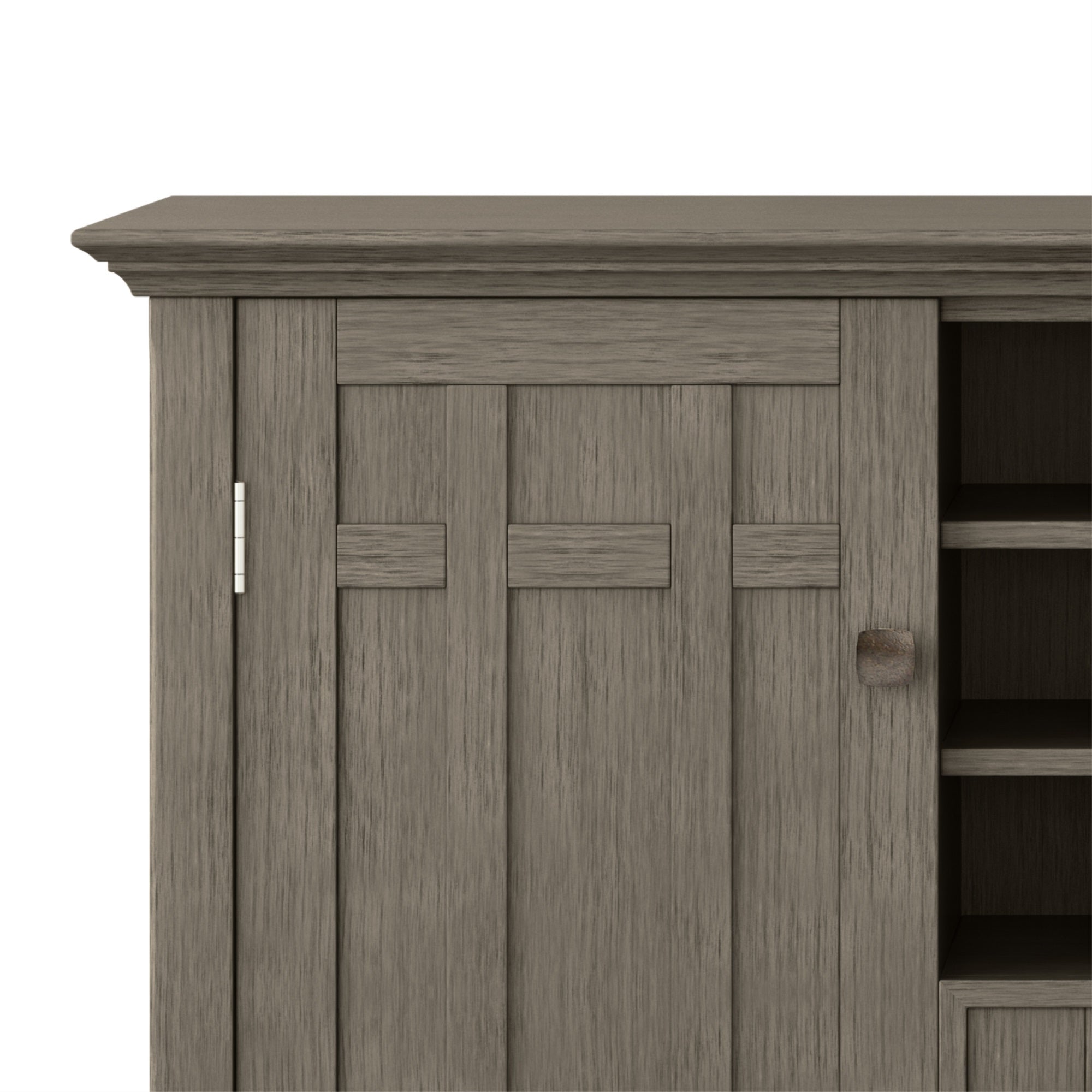 Bedford Solid Wood 54 Inch Wide Transitional Sideboard Buffet And Wine Rack In Farmhouse Grey