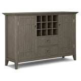Bedford Solid Wood 54 Inch Wide Transitional Sideboard Buffet And Wine Rack In Farmhouse Grey