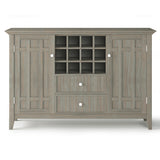 Bedford Solid Wood 54 Inch Wide Transitional Sideboard Buffet And Wine Rack In Distressed Grey
