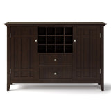Bedford Solid Wood 54 Inch Wide Transitional Sideboard Buffet And Wine Rack In Dark Chestnut Brown