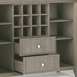 Bedford Solid Wood 54 Inch Wide Transitional Sideboard Buffet And Wine Rack In Distressed Grey