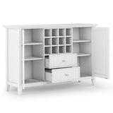 Bedford Solid Wood 54 Inch Wide Transitional Sideboard Buffet And Wine Rack In White