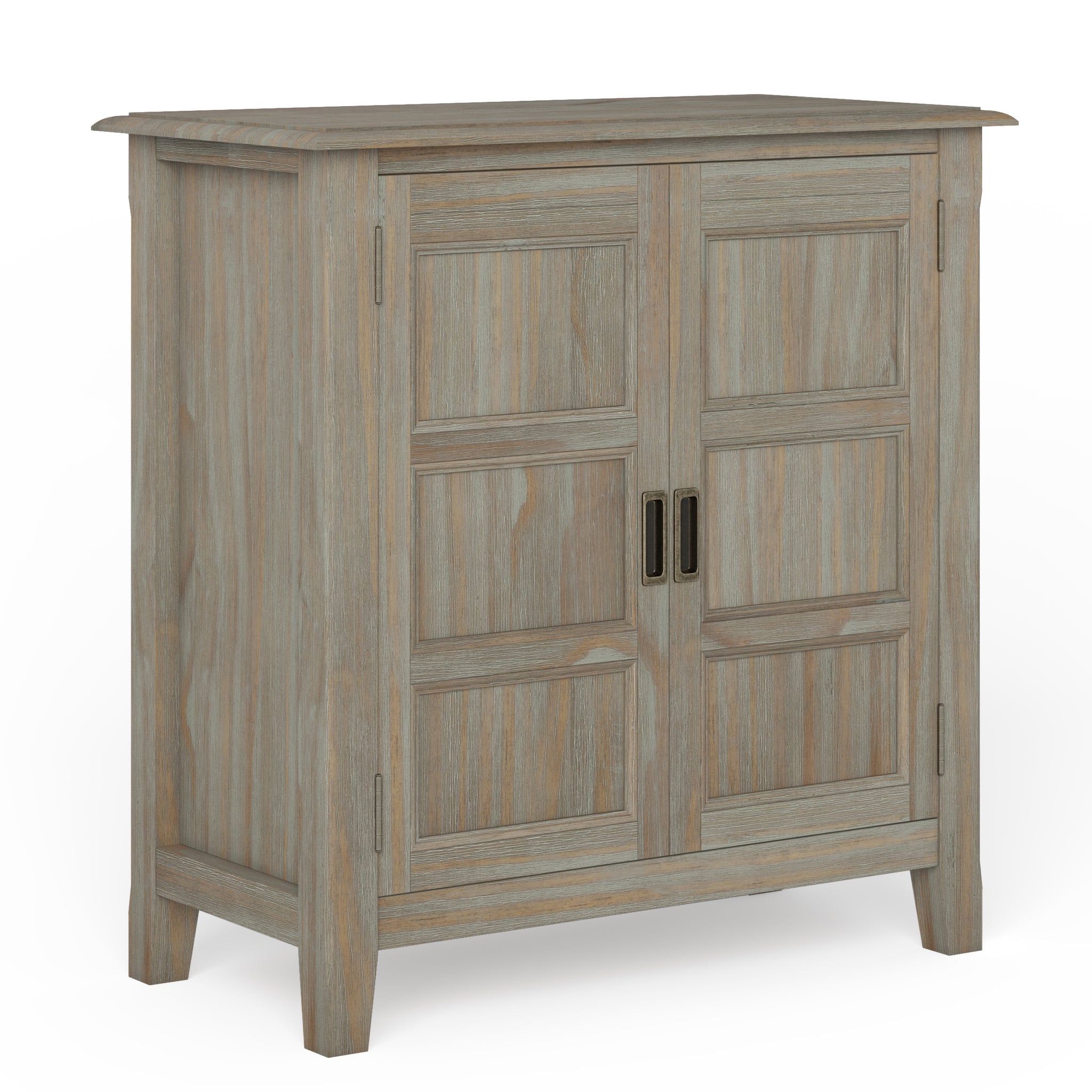 Burlington Solid Wood 30 Inch Wide Transitional Low Storage Cabinet In Distressed Grey
