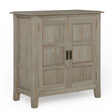 Burlington Solid Wood 30 Inch Wide Transitional Low Storage Cabinet In Distressed Grey