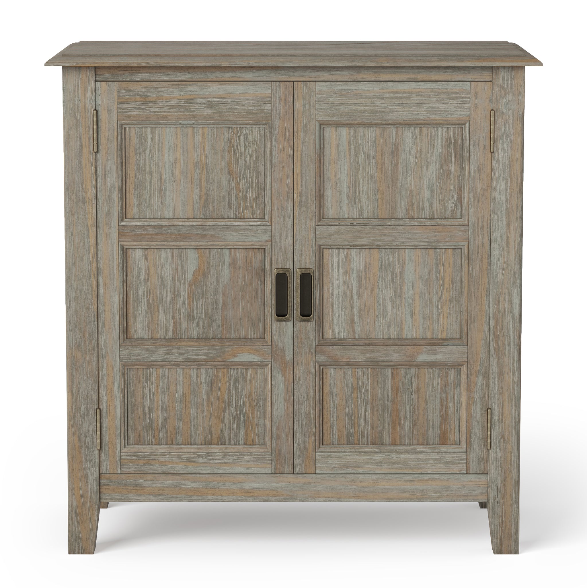 Burlington Solid Wood 30 Inch Wide Transitional Low Storage Cabinet In Distressed Grey