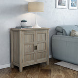 Burlington Solid Wood 30 Inch Wide Transitional Low Storage Cabinet In Distressed Grey