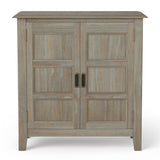 Burlington Solid Wood 30 Inch Wide Transitional Low Storage Cabinet In Distressed Grey