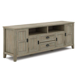 Burlington Solid Wood 72 Inch Tv Media Stand In Distressed Grey For Tvs Up To 80 Inches
