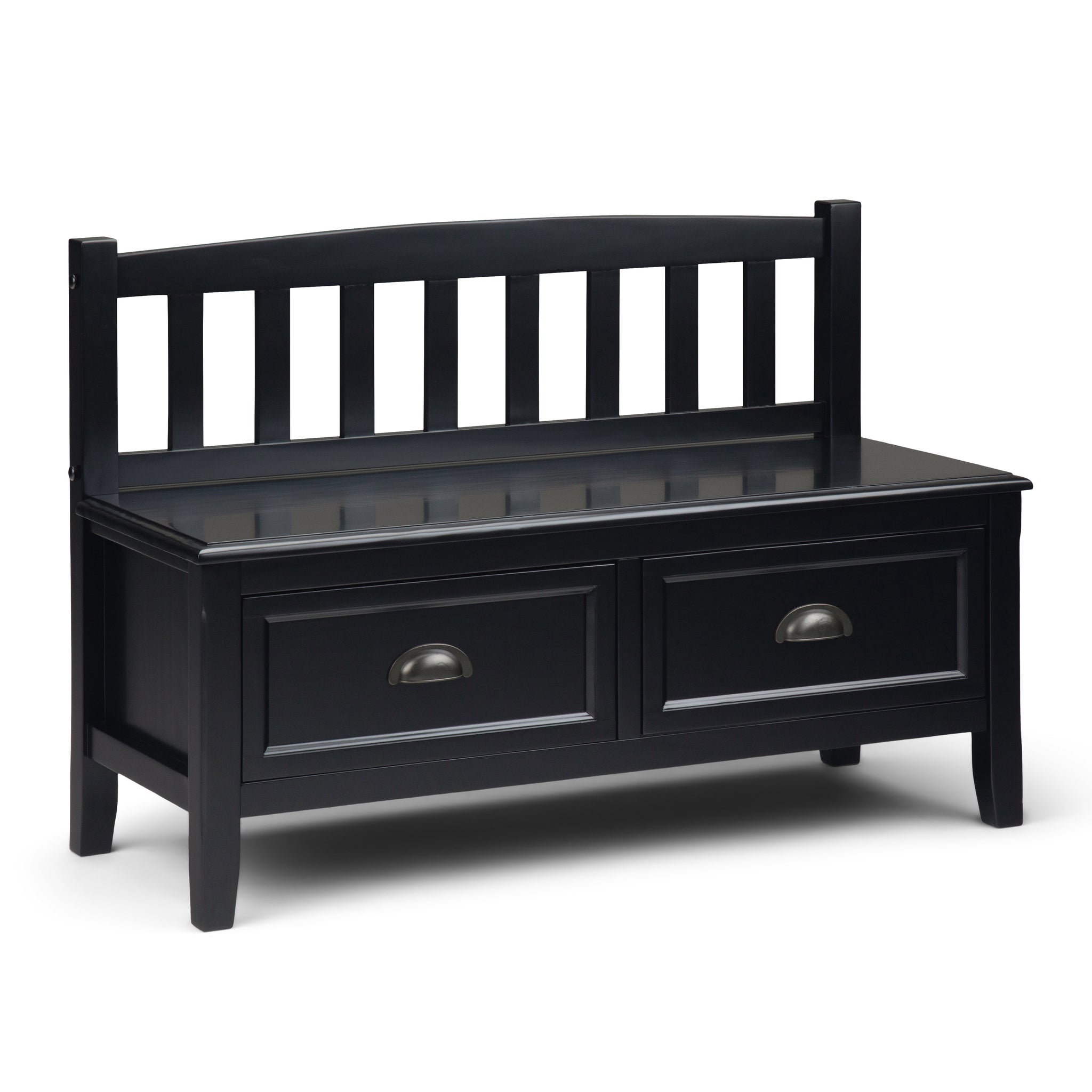 Burlington Solid Wood 42 Inch Wide Transitional Entryway Storage Bench With Drawers In Black