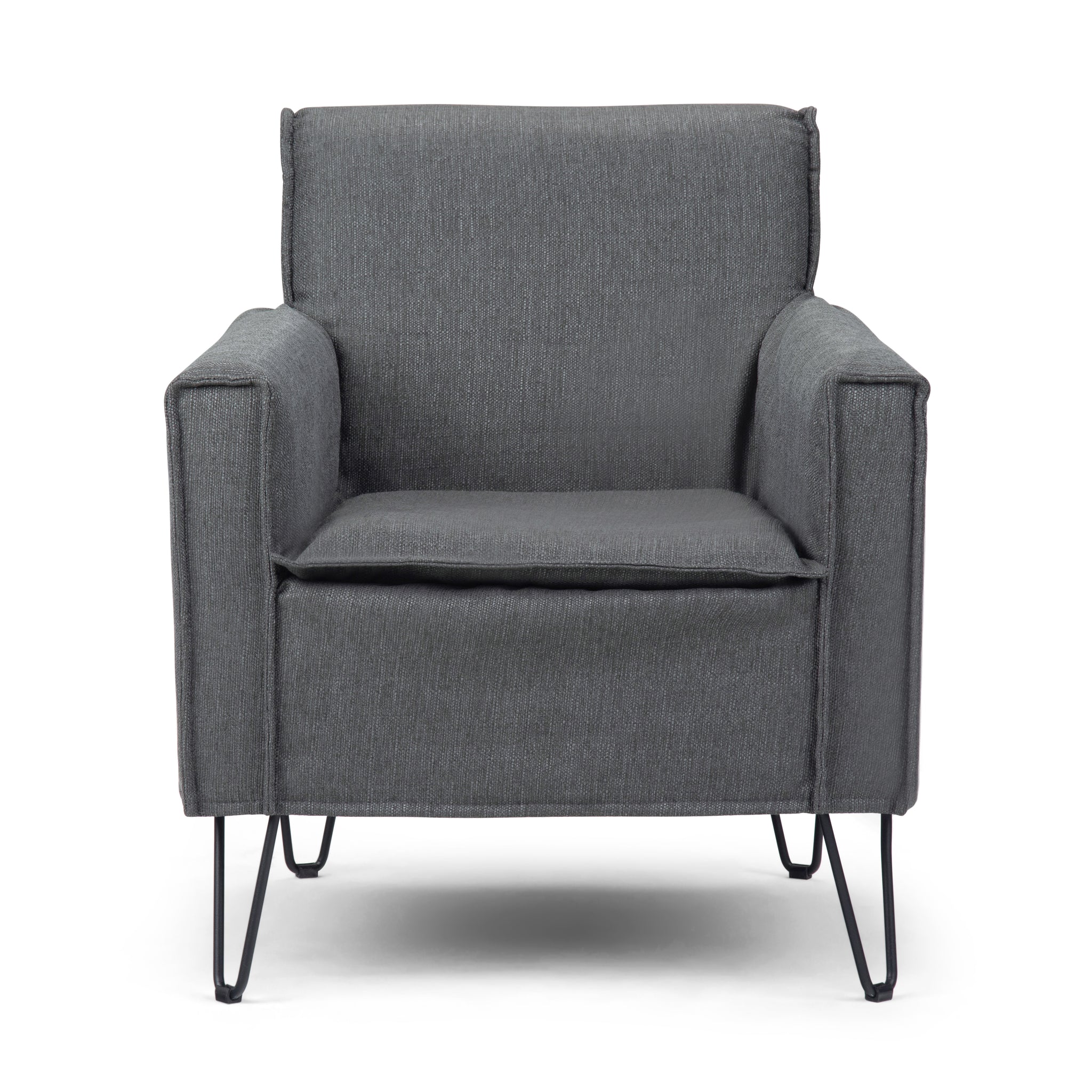 Warren 28 Inch Wide Mid Century Modern Accent Chair In Slate Grey Woven Fabric