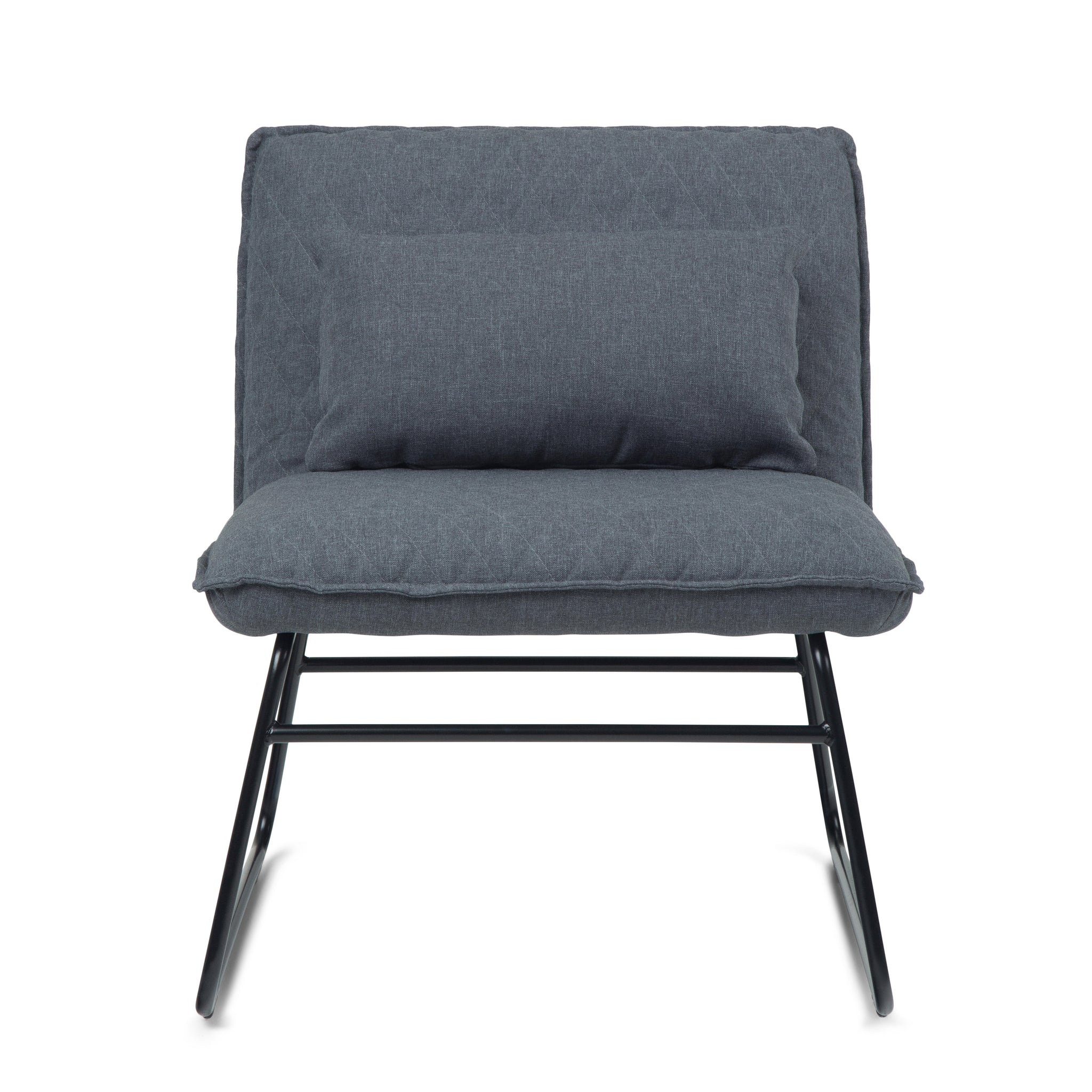 Burke 25 Inch Wide Modern Accent Chair With Lumbar Pillow In Grey Linen Look Fabric