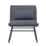 Burke 25 Inch Wide Modern Accent Chair With Lumbar Pillow In Grey Linen Look Fabric