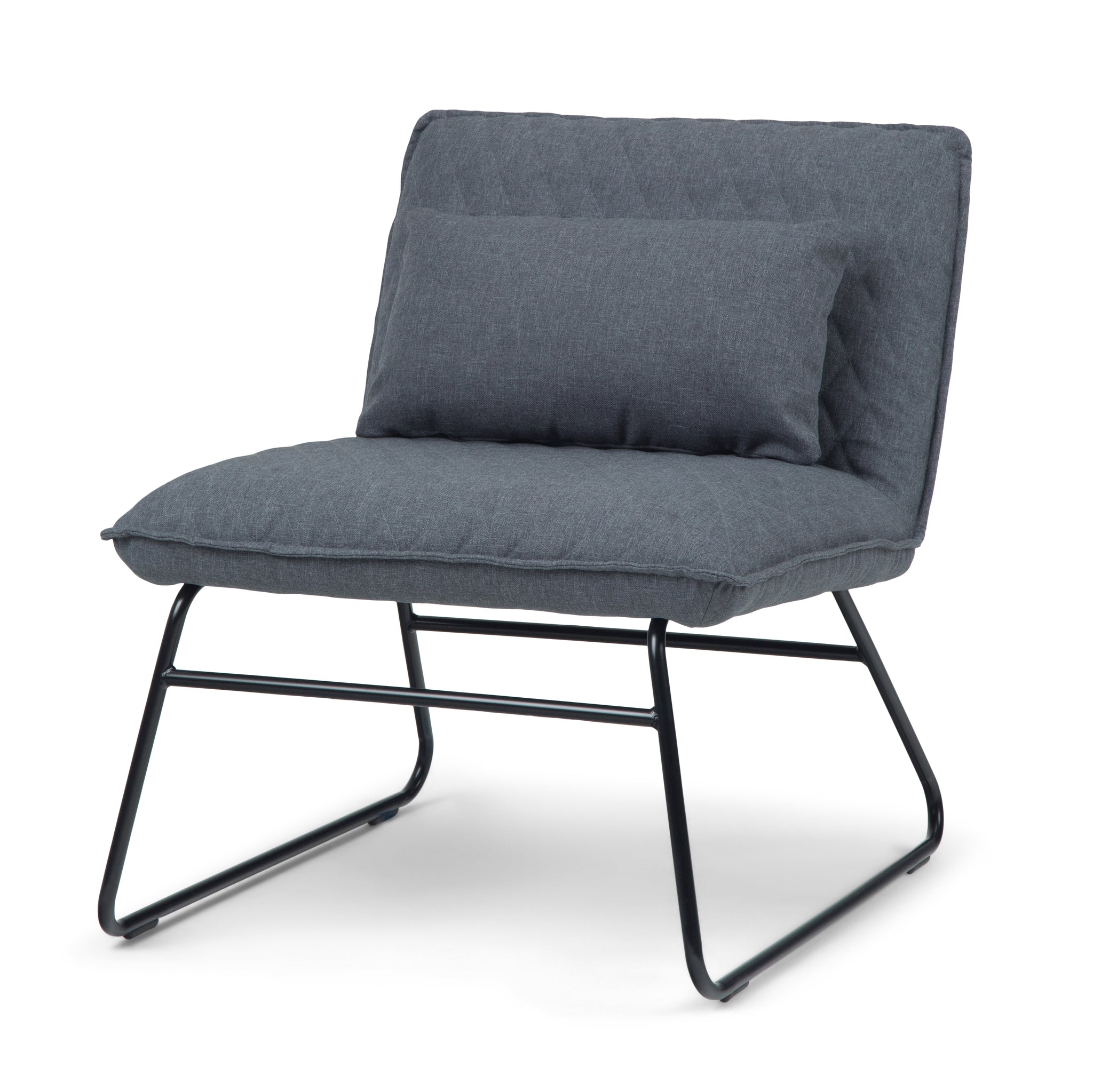 Burke 25 Inch Wide Modern Accent Chair With Lumbar Pillow In Grey Linen Look Fabric