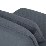 Burke 25 Inch Wide Modern Accent Chair With Lumbar Pillow In Grey Linen Look Fabric