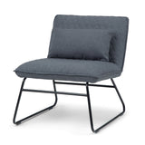 Burke 25 Inch Wide Modern Accent Chair With Lumbar Pillow In Grey Linen Look Fabric