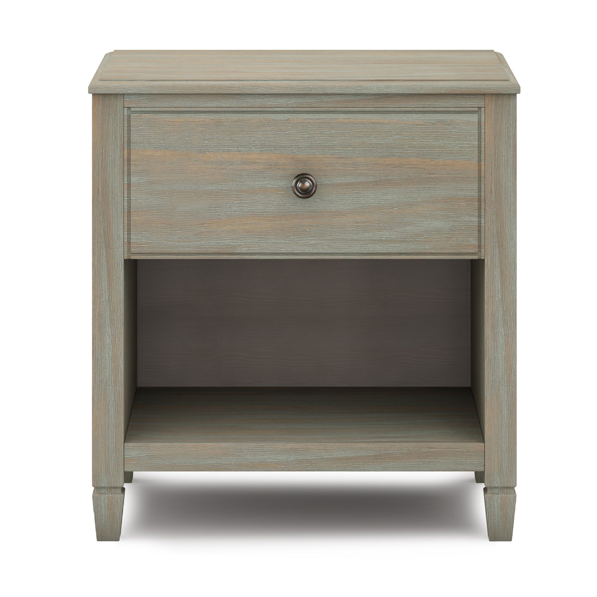 Connaught Solid Wood 24 Inch Wide Traditional Bedside Nightstand Table In Distressed Grey