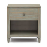 Connaught Solid Wood 24 Inch Wide Traditional Bedside Nightstand Table In Distressed Grey
