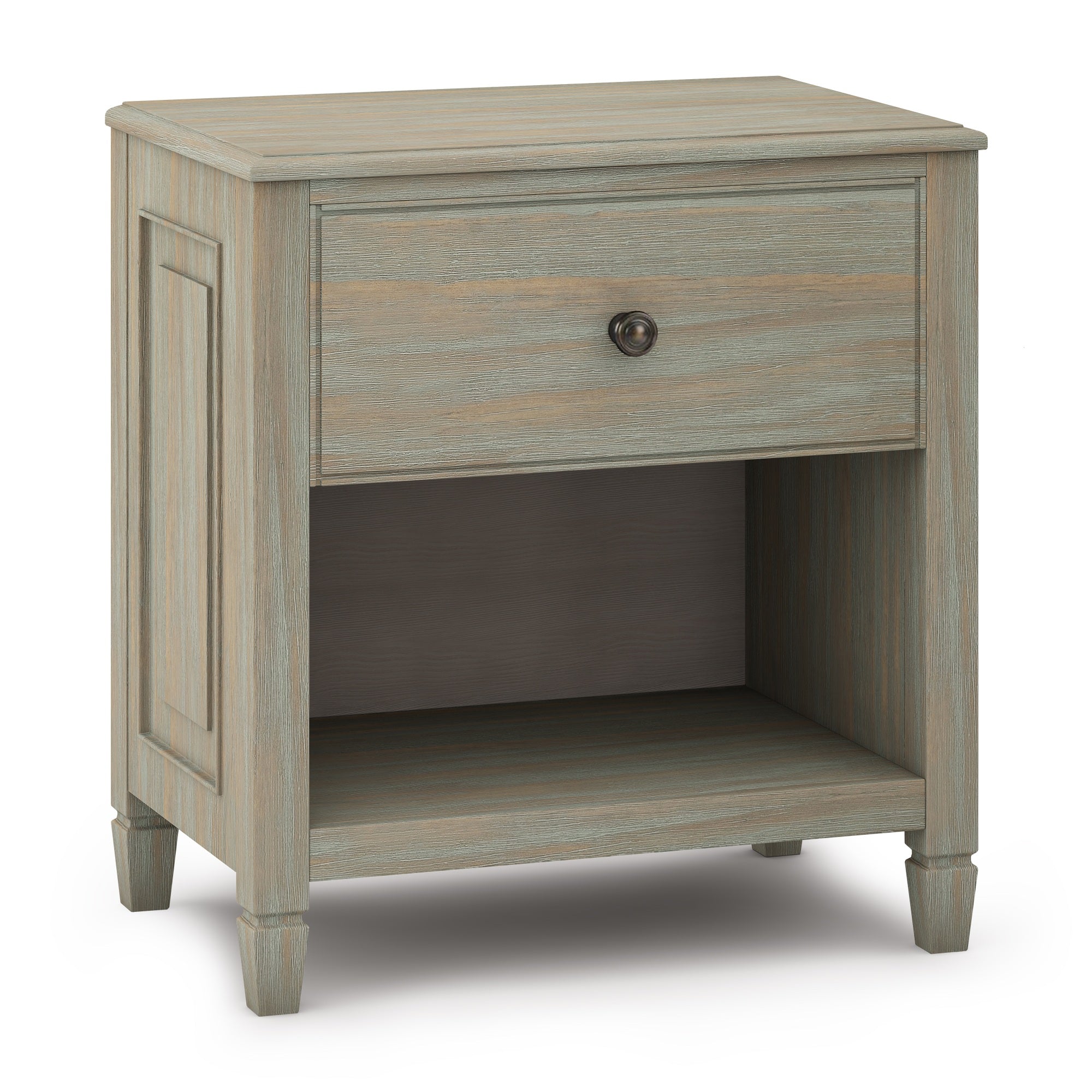 Connaught Solid Wood 24 Inch Wide Traditional Bedside Nightstand Table In Distressed Grey