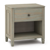 Connaught Solid Wood 24 Inch Wide Traditional Bedside Nightstand Table In Distressed Grey