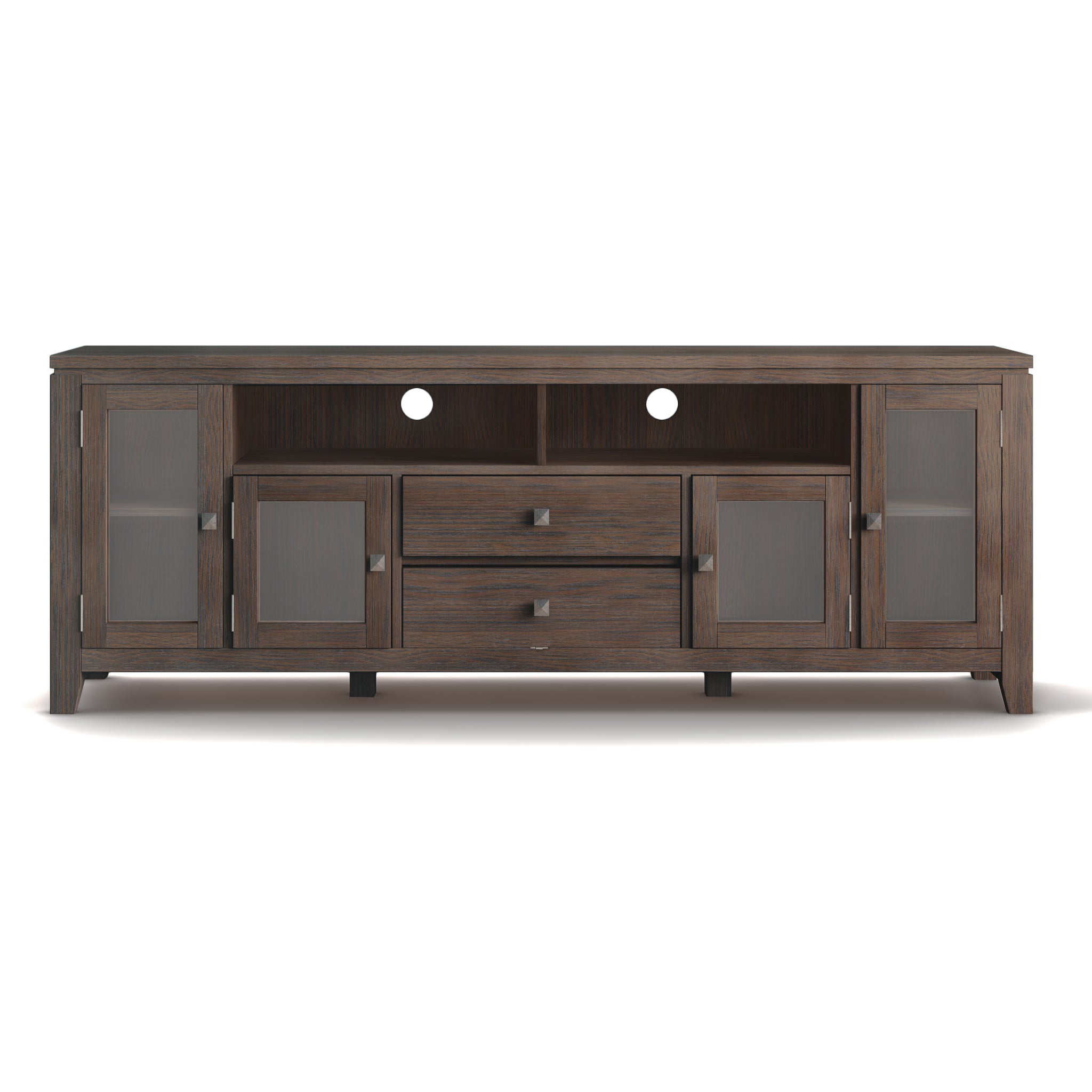 Cosmopolitan Solid Wood 72 Inch Wide Tv Media Stand In Farmhouse Brown For Tvs Up To 80 Inches