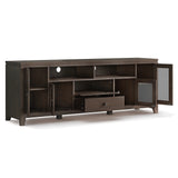 Cosmopolitan Solid Wood 72 Inch Wide Tv Media Stand In Farmhouse Brown For Tvs Up To 80 Inches