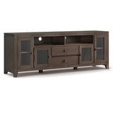 Cosmopolitan Solid Wood 72 Inch Wide Tv Media Stand In Farmhouse Brown For Tvs Up To 80 Inches