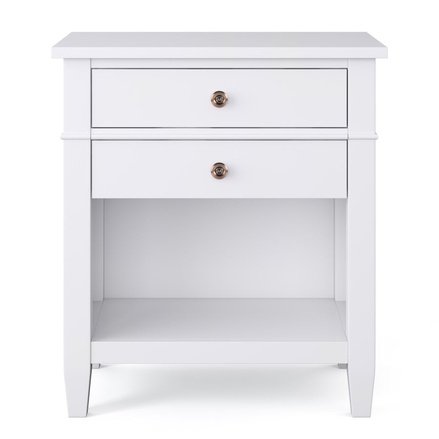 Carlton Solid Wood 24 Inch Wide Transitional Bedside Nightstand Table In White