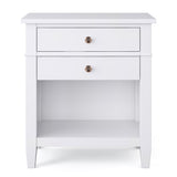 Carlton Solid Wood 24 Inch Wide Transitional Bedside Nightstand Table In White