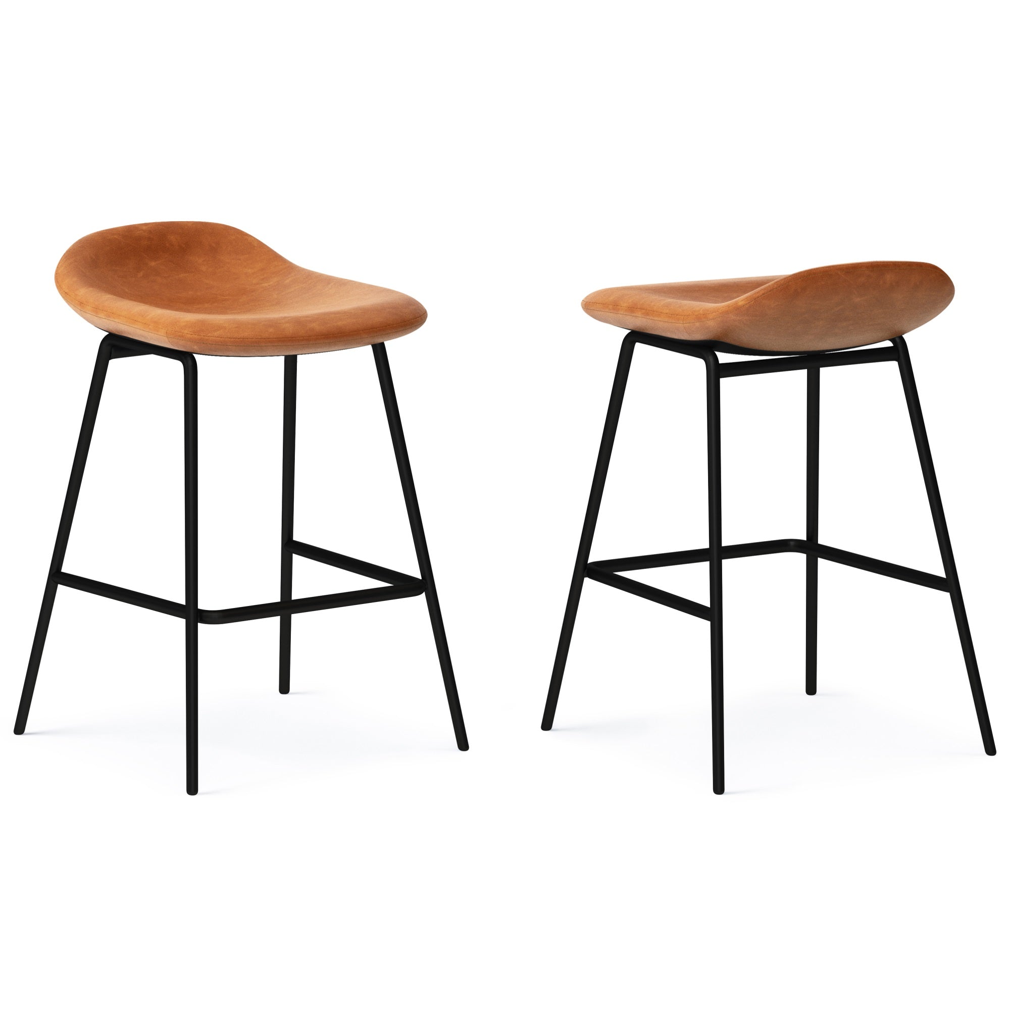 Dafney Counter Height Stool (Set Of 2) In Camel Brown Faux Leather