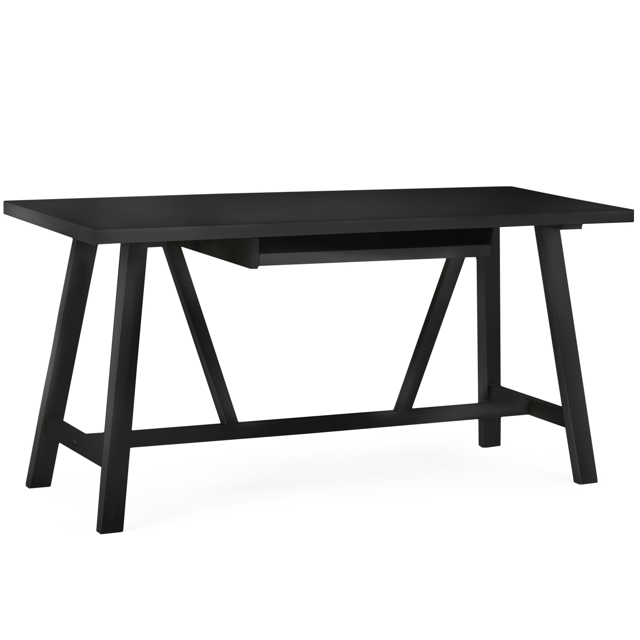 Dylan Solid Wood Industrial 60 Inch Wide Writing Office Desk In Black