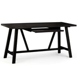 Dylan Solid Wood Industrial 60 Inch Wide Writing Office Desk In Black
