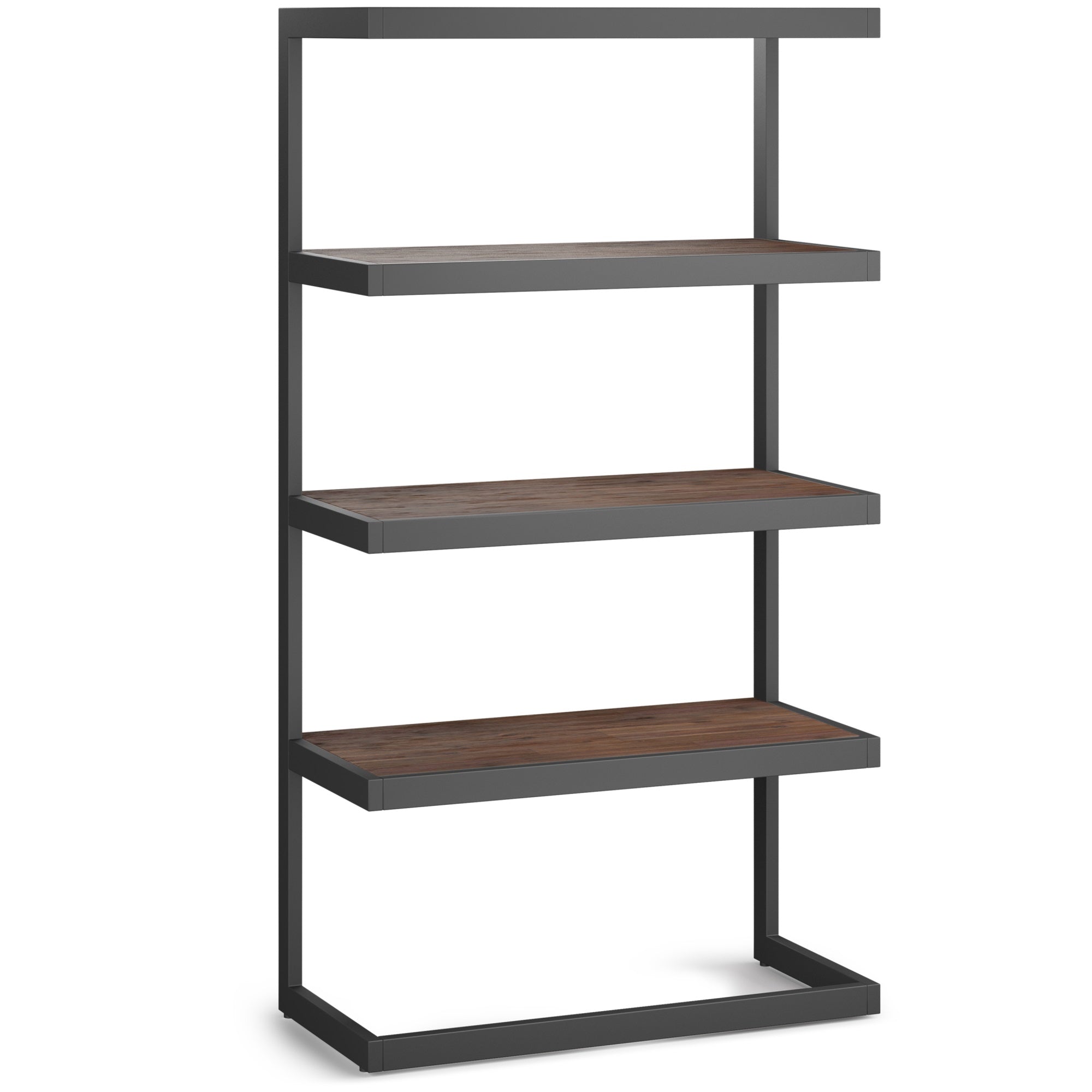 Erina Solid Acacia Wood Bookcase In Distressed Charcoal Brown