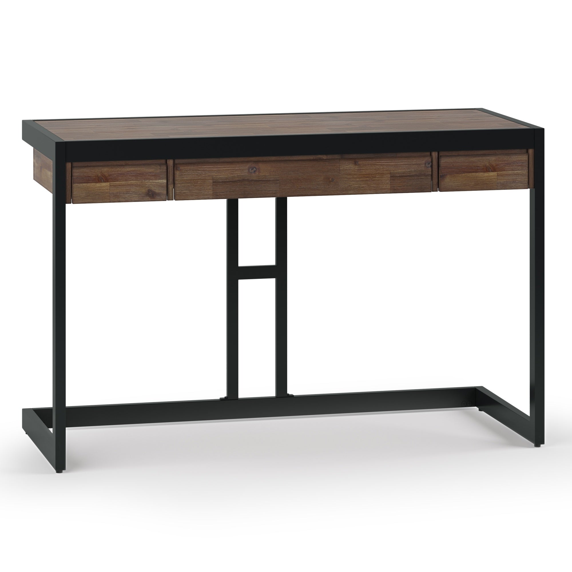 Erina Solid Acacia Wood Industrial 48 Inch Wide Small Desk In Rustic Natural Aged Brown