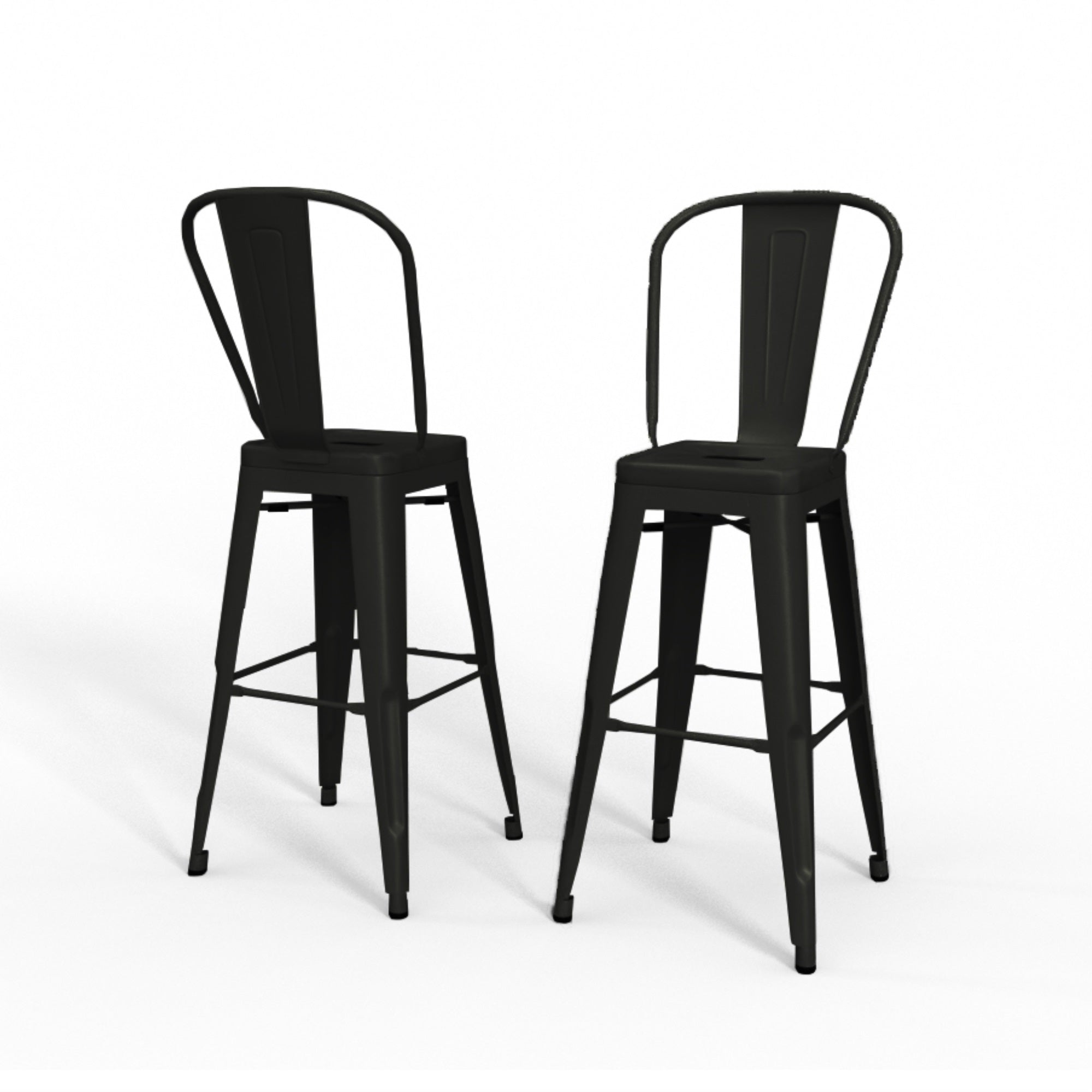Fletcher 24 Inch Metal Counter Height Stool (Set Of 2) In Black