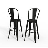 Fletcher 24 Inch Metal Counter Height Stool (Set Of 2) In Black