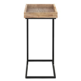 Gallagher Solid Mango Wood And Metal 18 Inch Wide Rectangle Industrial C Side Table In Natural, Fully Assembled