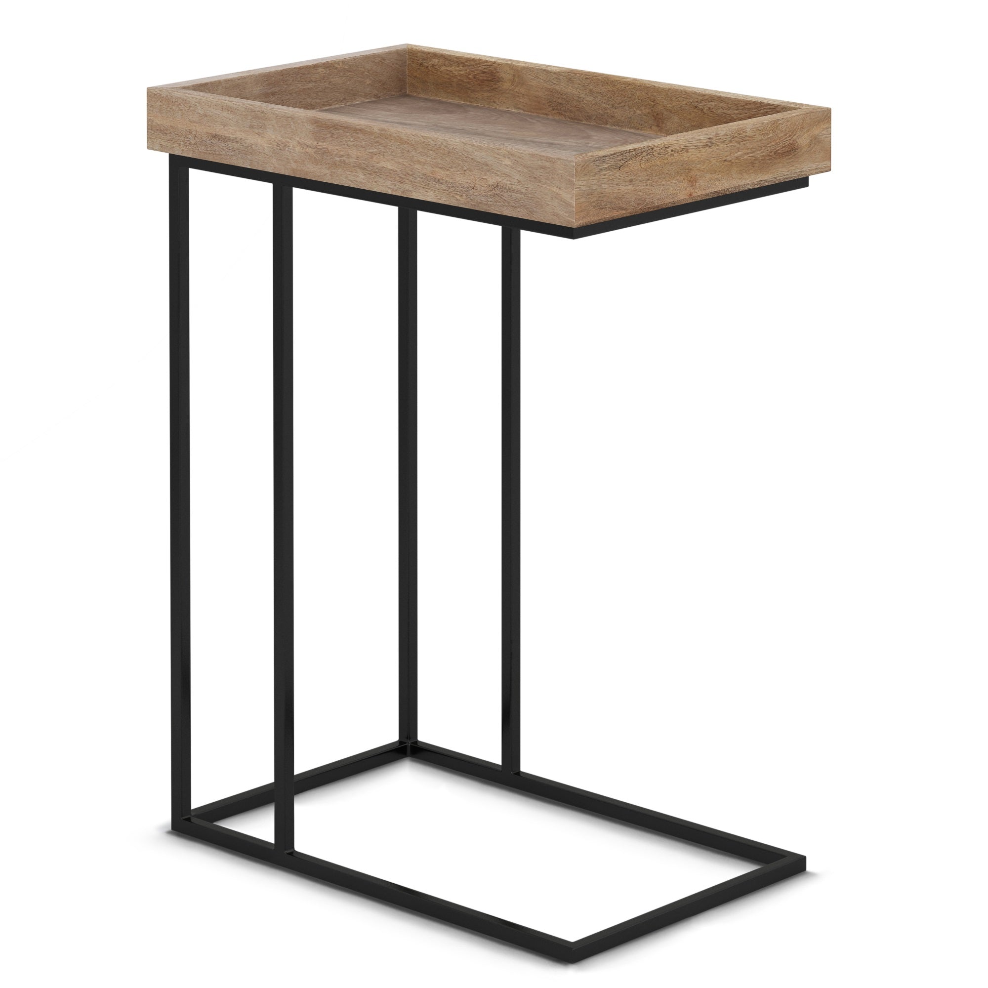 Gallagher Solid Mango Wood And Metal 18 Inch Wide Rectangle Industrial C Side Table In Natural, Fully Assembled