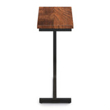 Gowen Solid Mango Wood And Metal 18 Inch Wide Rectangle Industrial C Side Table In Dark Cognac Brown, Fully Assembled
