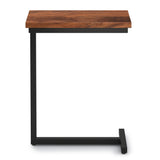 Gowen Solid Mango Wood And Metal 18 Inch Wide Rectangle Industrial C Side Table In Dark Cognac Brown, Fully Assembled