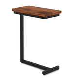 Gowen Solid Mango Wood And Metal 18 Inch Wide Rectangle Industrial C Side Table In Dark Cognac Brown, Fully Assembled