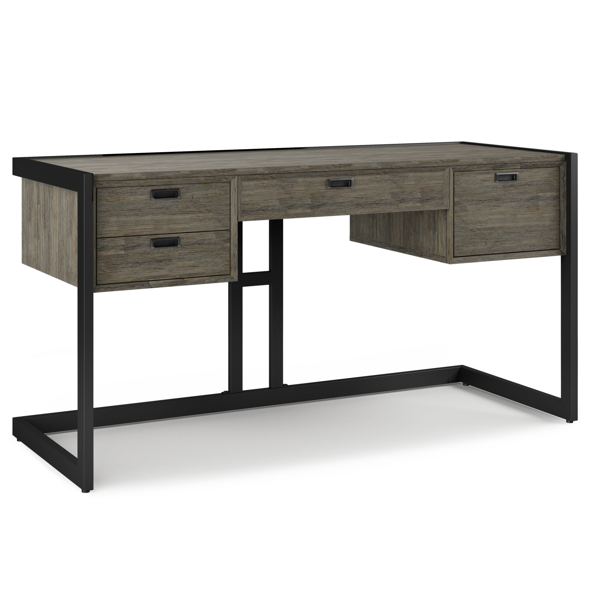 Hampden Solid Acacia Wood Desk In Weathered Grey