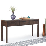 Hollander Solid Wood 60 Inch Wide Contemporary Wide Console Table In Warm Walnut Brown